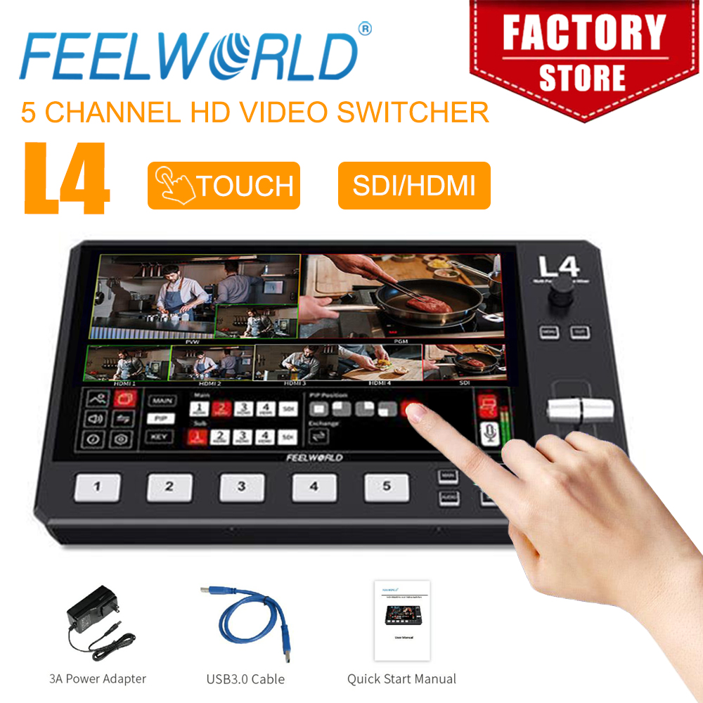 Hdmi Cable - Мультикамера FEELWORLD L4 10,1 дюйма, смеситель