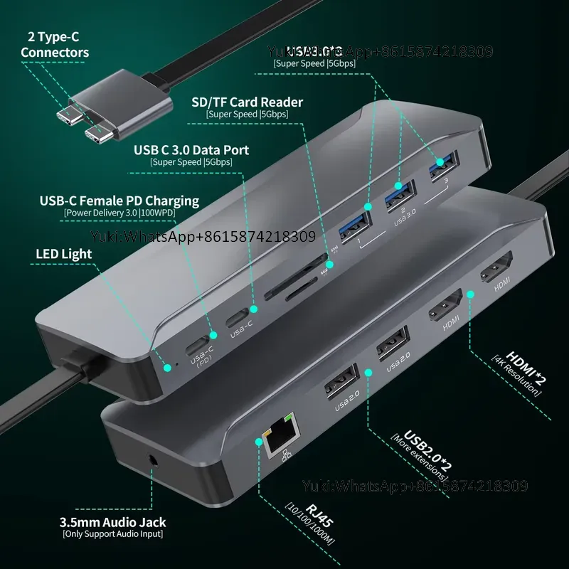 Usb C Hub - Популярная док-станция с двумя дисплеями, Type-C