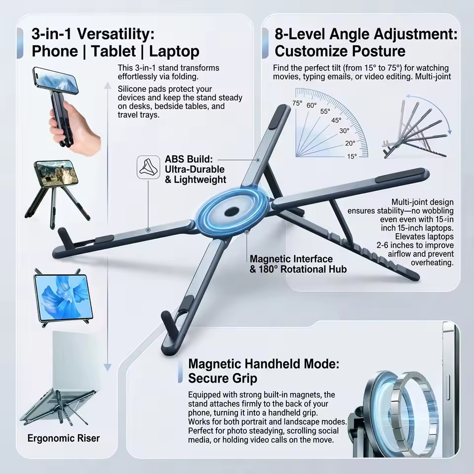 Laptop Stand - Портативный магнитный держатель для телефона и