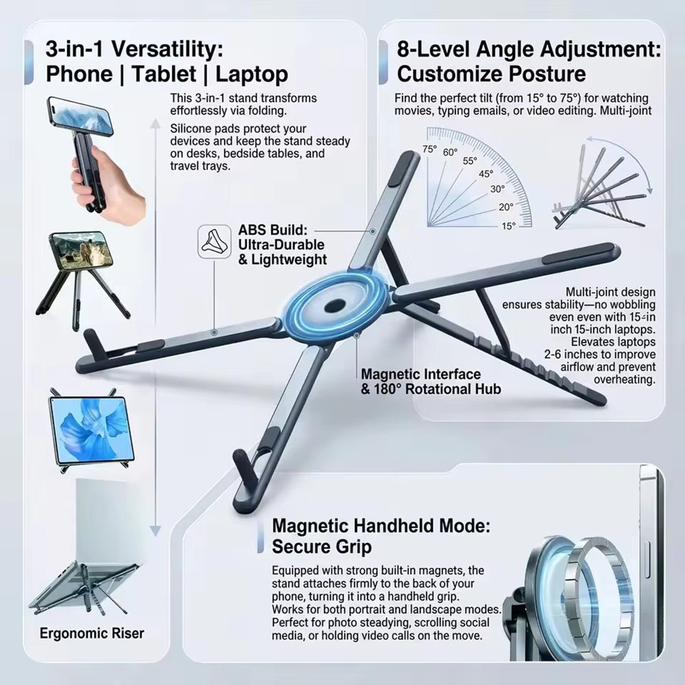 Laptop Stand - Портативный магнитный держатель для телефона и